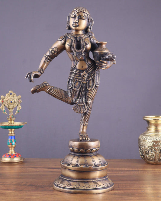 Vintage Brass Vishnu Mohini Avatar Sculpture 16.5" - Budhshiv.com