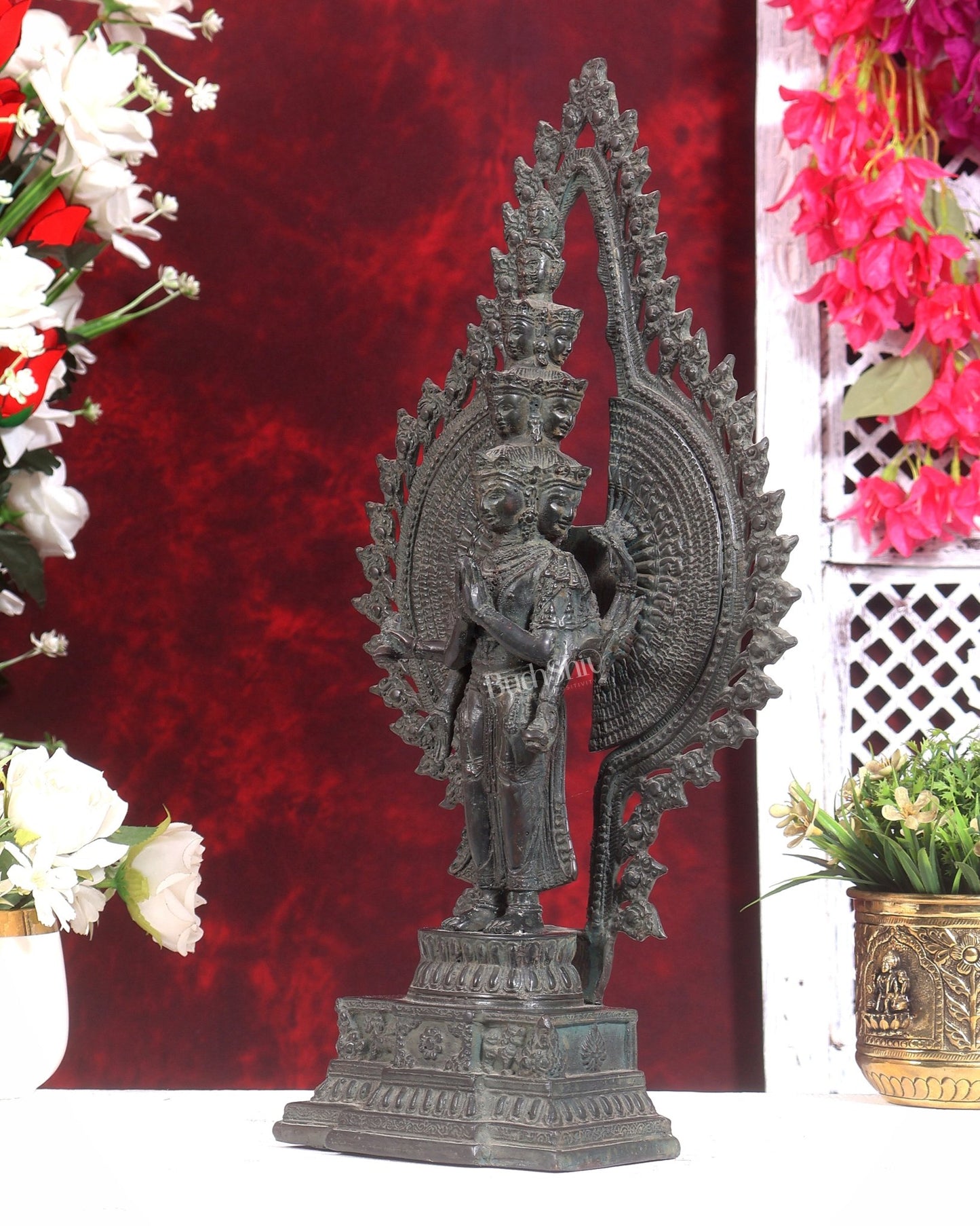 Vintage Bronze Avalokiteshvara – Handcrafted Sculpture 17 inch - Budhshiv.com