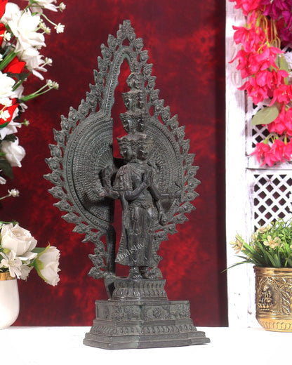 Vintage Bronze Avalokiteshvara – Handcrafted Sculpture 17 inch - Budhshiv.com