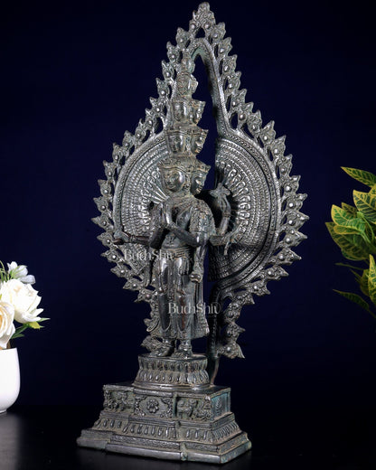 Vintage Bronze Avalokiteshvara – Handcrafted Sculpture 17" - Budhshiv.com