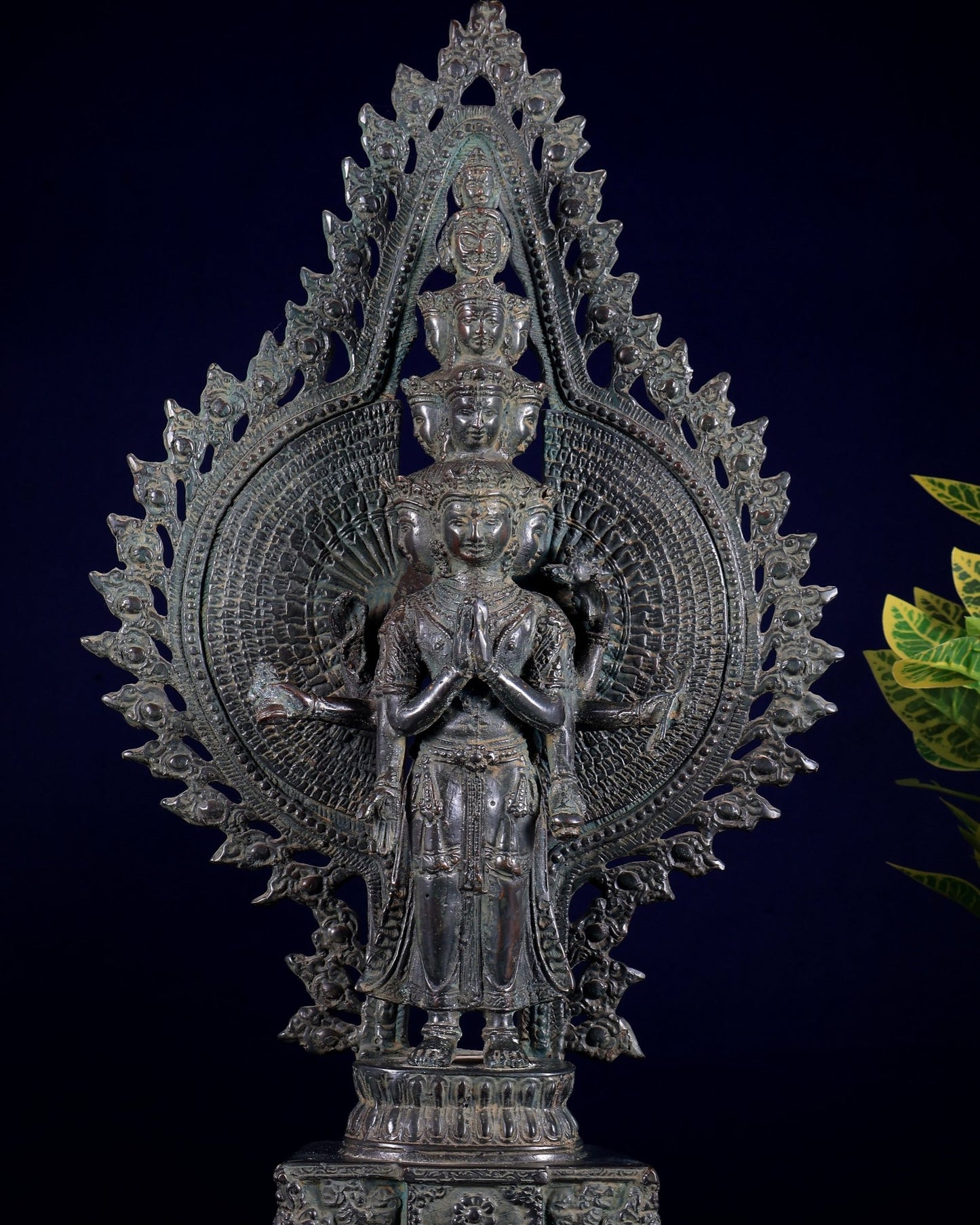 Vintage Bronze Avalokiteshvara – Handcrafted Sculpture 17" - Budhshiv.com