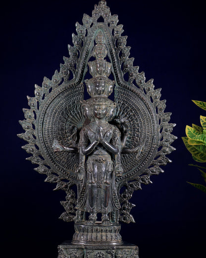 Vintage Bronze Avalokiteshvara – Handcrafted Sculpture 17" - Budhshiv.com