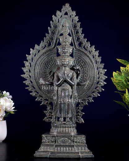 Vintage Bronze Avalokiteshvara – Handcrafted Sculpture 17" - Budhshiv.com