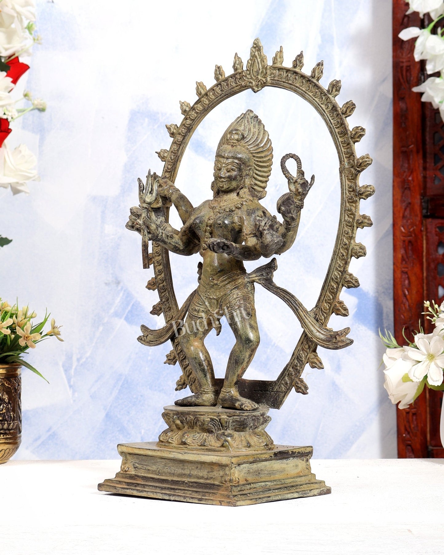 Vintage Bronze Bhairavi Bhadrakali sculpture | 6-Armed Lost Wax casted , 36 cm, 14 inch - Budhshiv.com
