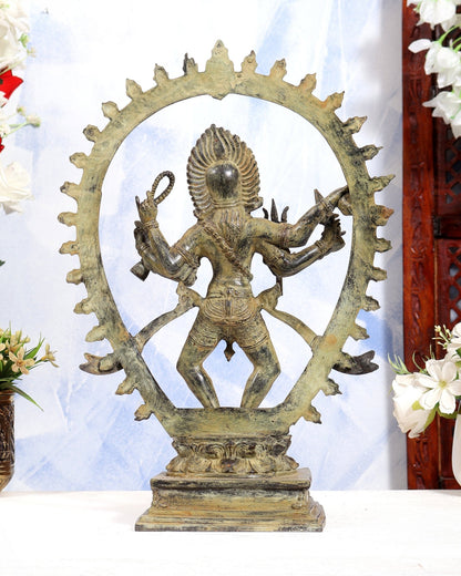 Vintage Bronze Bhairavi Bhadrakali sculpture | 6-Armed Lost Wax casted , 36 cm, 14 inch - Budhshiv.com