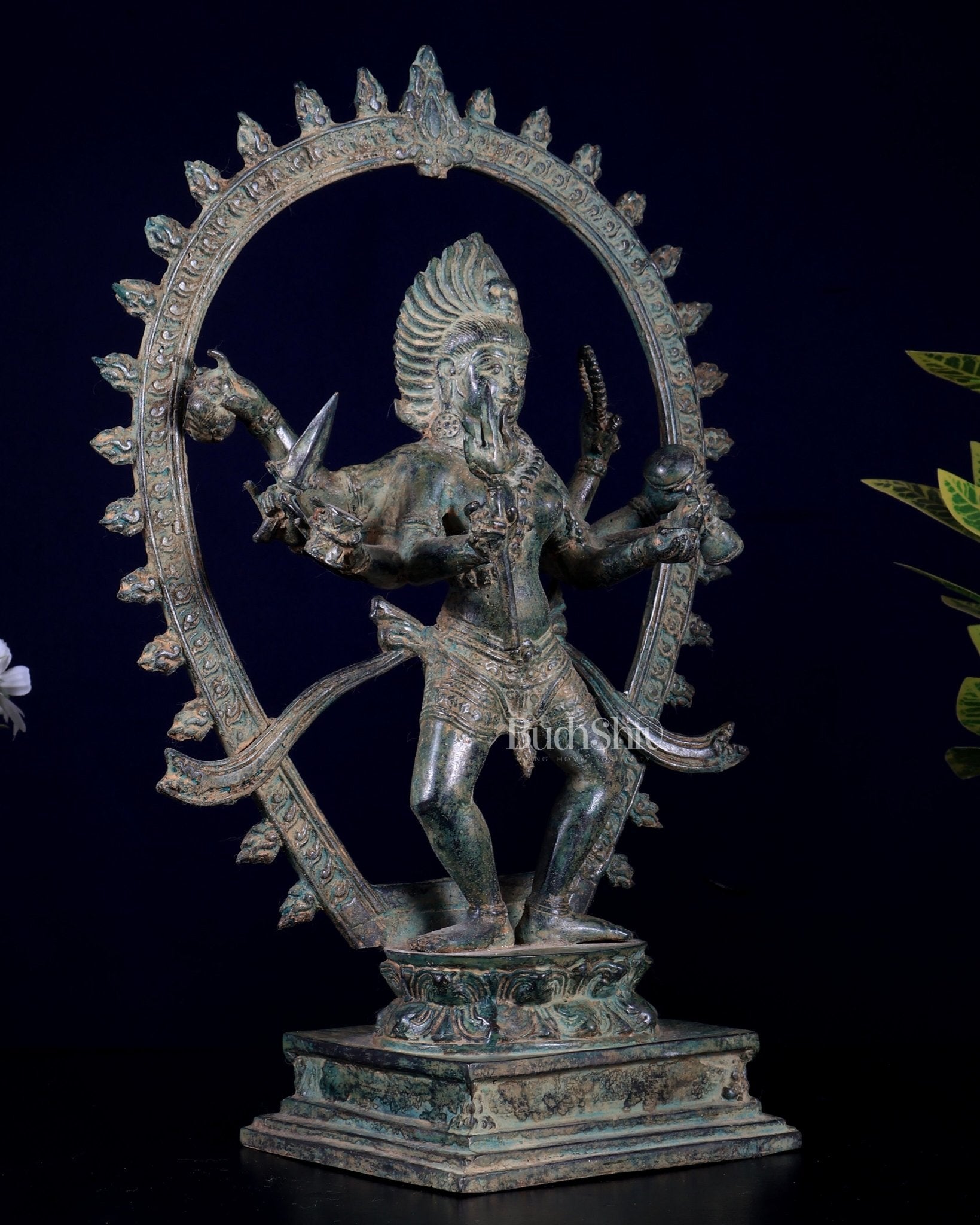 Vintage Bronze Bhairavi Mahakali | 6 - Armed Lost Wax Statue, 36 cm, 14 inch - Budhshiv.com