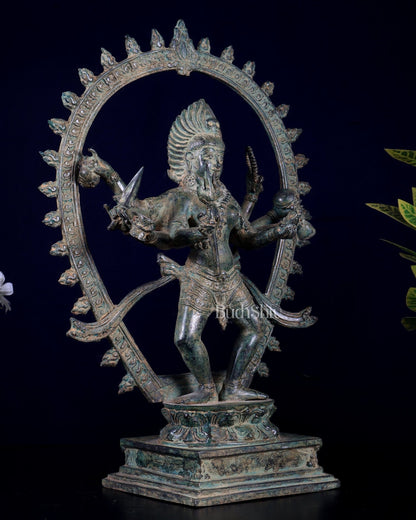 Vintage Bronze Bhairavi Mahakali | 6 - Armed Lost Wax Statue, 36 cm, 14 inch - Budhshiv.com