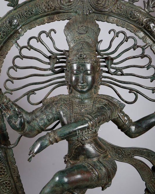 Vintage Bronze Nataraja Dancing Shiva Statue | Balinese Lost Wax Crafted Artefact | Antique Bronze Sculpture 35.5 - Budhshiv.com