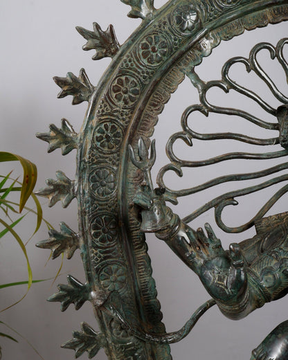 Vintage Bronze Nataraja Dancing Shiva Statue | Balinese Lost Wax Crafted Artefact | Antique Bronze Sculpture 35.5 - Budhshiv.com