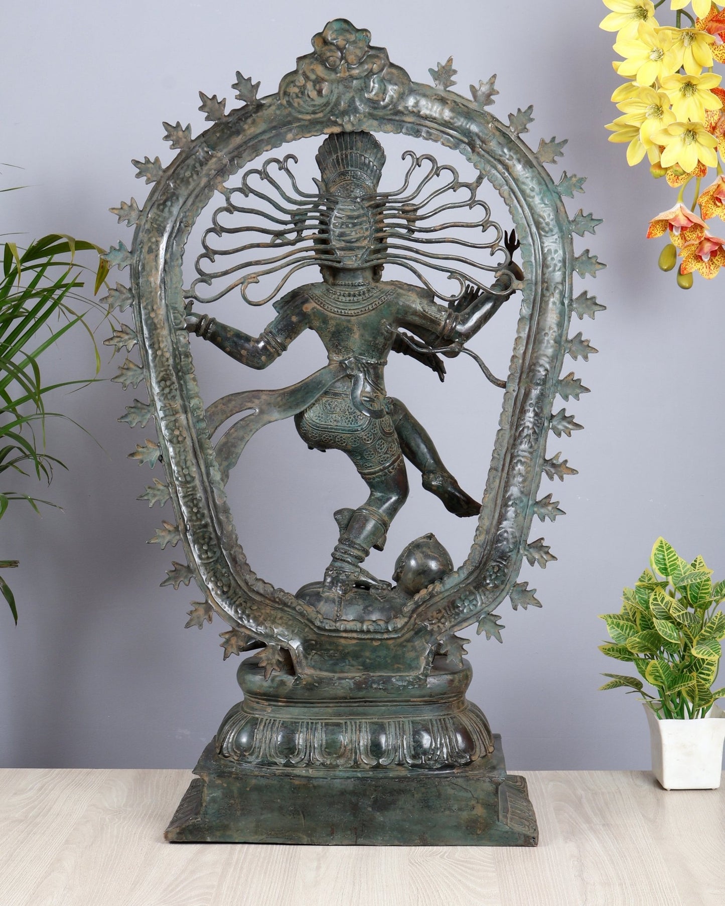 Vintage Bronze Nataraja Dancing Shiva Statue | Balinese Lost Wax Crafted Artefact | Antique Bronze Sculpture 35.5 - Budhshiv.com