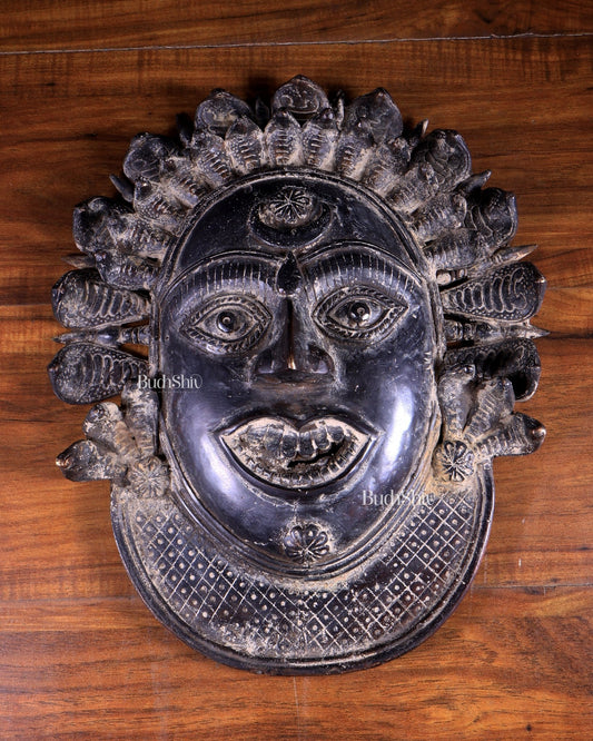 Vintage Bronze Panjurli Bhuta Mask – Traditional Protective Wall Artefact - Budhshiv.com
