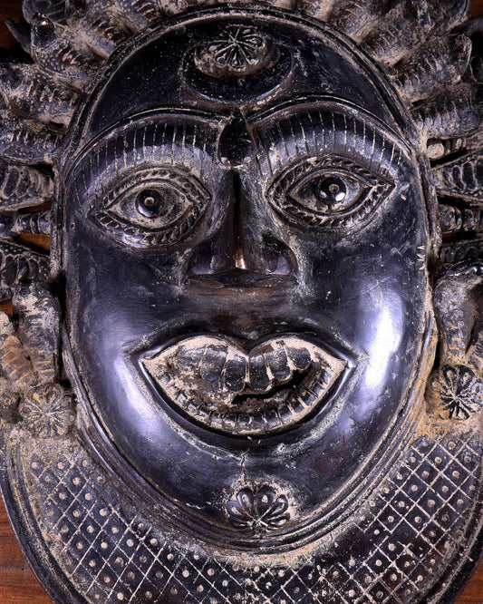 Vintage Bronze Panjurli Bhuta Mask – Traditional Protective Wall Artefact - Budhshiv.com
