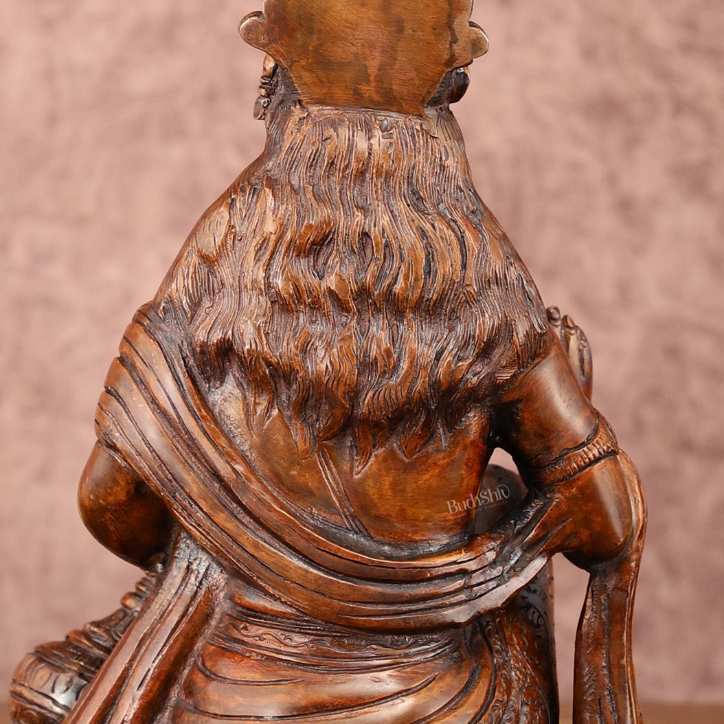 Vintage Brown Brass Hanuman Idol | 9 Inch - Budhshiv.com