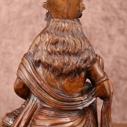 Vintage Brown Brass Hanuman Idol | 9 Inch - Budhshiv.com
