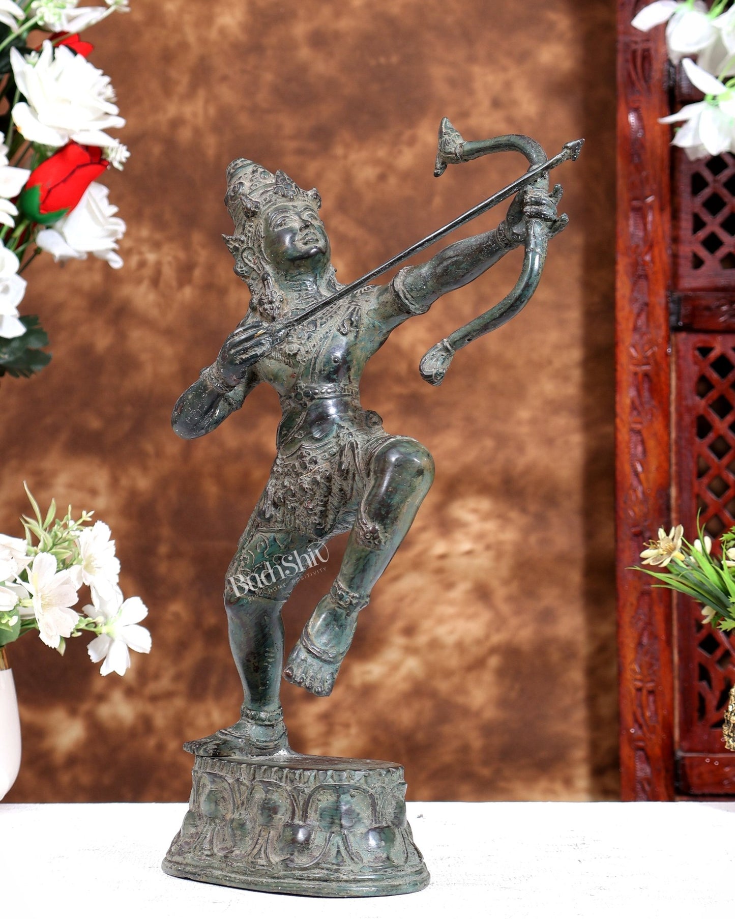 Vintage Indonesian Bronze Rama Shooting Arrow – 12 Inch Sculpture | BudhShiv - Budhshiv.com