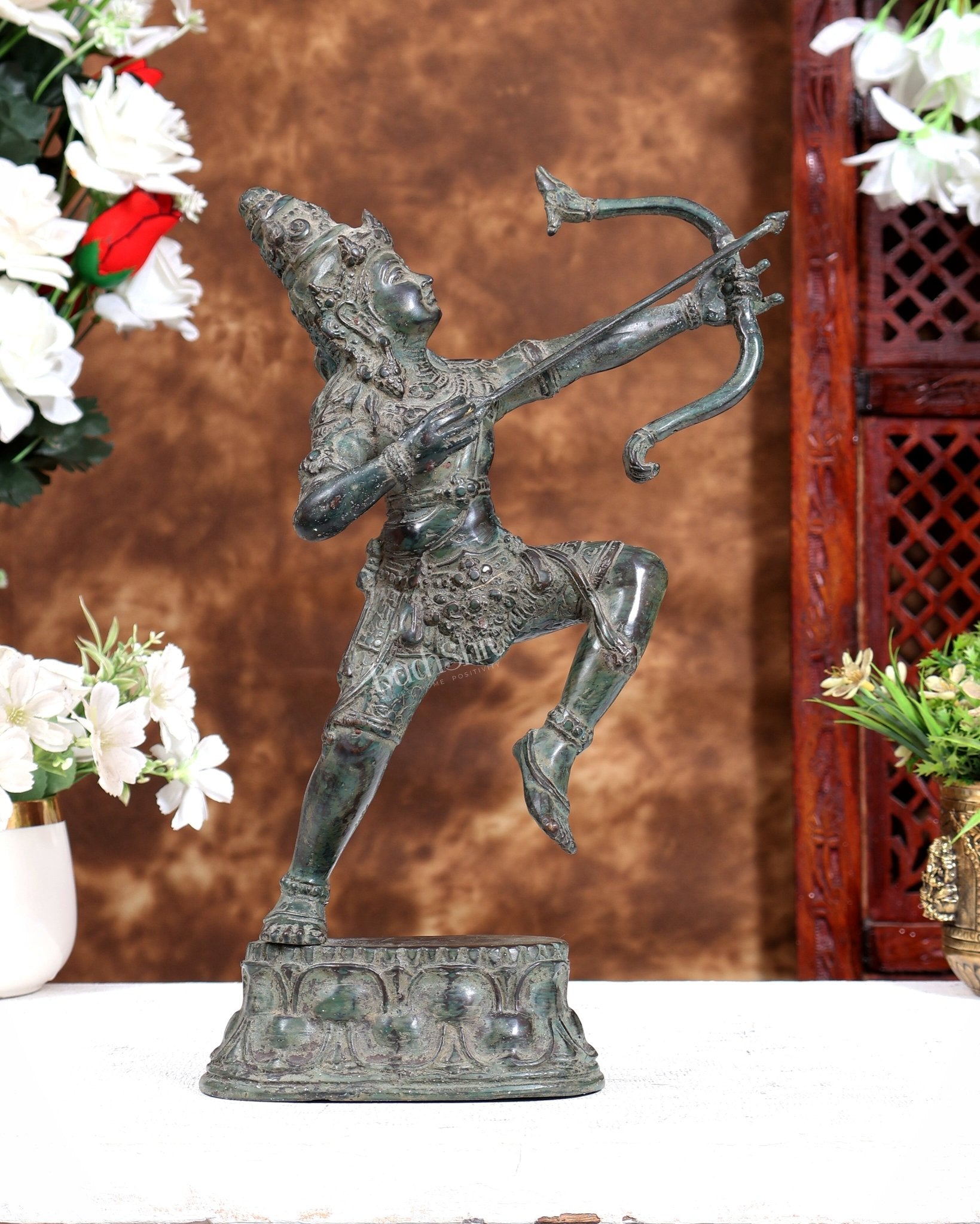 Vintage Indonesian Bronze Rama Shooting Arrow – 12 Inch Sculpture | BudhShiv - Budhshiv.com