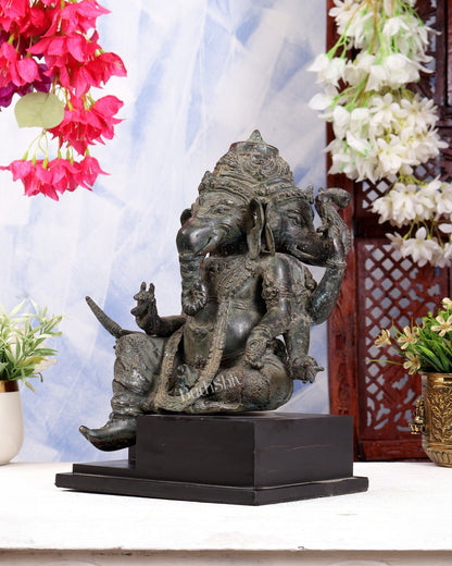 Vintage Indonesian Bronze Three-Faced Lord Ganesha Statue 12" - Budhshiv.com
