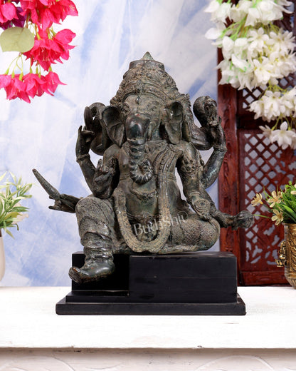 Vintage Indonesian Bronze Three-Faced Lord Ganesha Statue 12" - Budhshiv.com
