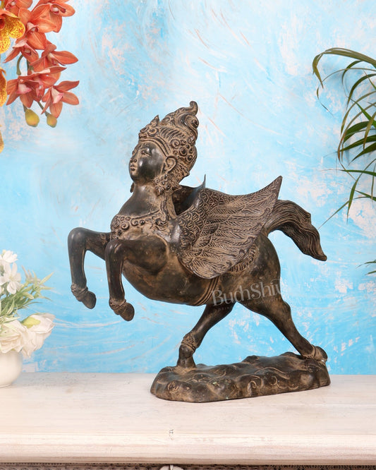 Vintage Jumping Kamadhenu Cow – Balinese Bronze Depiction 14.5" - Budhshiv.com