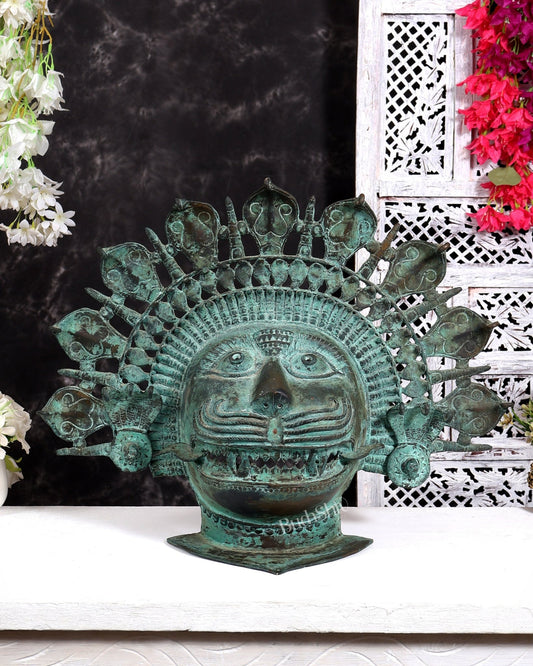 Vintage narasimha face Mask - Bronze Lost Wax - 21 inch - Budhshiv.com