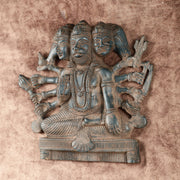 Vintage Panchmukhi Hanuman Brass Wall Hanging | Auspicious & Ward off Evil | 8" - Budhshiv.com