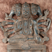 Vintage Panchmukhi Hanuman Brass Wall Hanging | Auspicious & Ward off Evil | 8" - Budhshiv.com