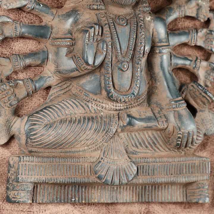 Vintage Panchmukhi Hanuman Brass Wall Hanging | Auspicious & Ward off Evil | 8" - Budhshiv.com