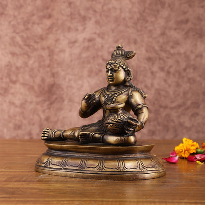 Vintage Pure Brass Makhan Chor Idol – Unique Handcrafted Statue - Budhshiv.com