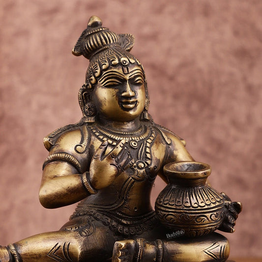 Vintage Pure Brass Makhan Chor Idol – Unique Handcrafted Statue - Budhshiv.com