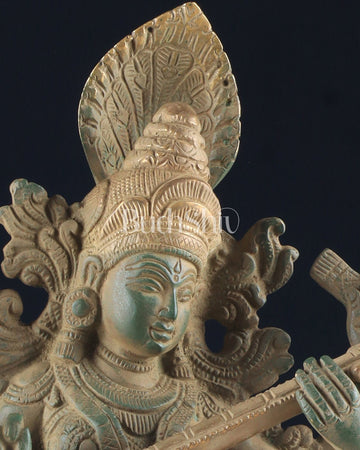 Vintage Saraswati brass idol 11 inches - Budhshiv.com