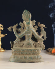 Vintage Saraswati brass idol 11 inches - Budhshiv.com