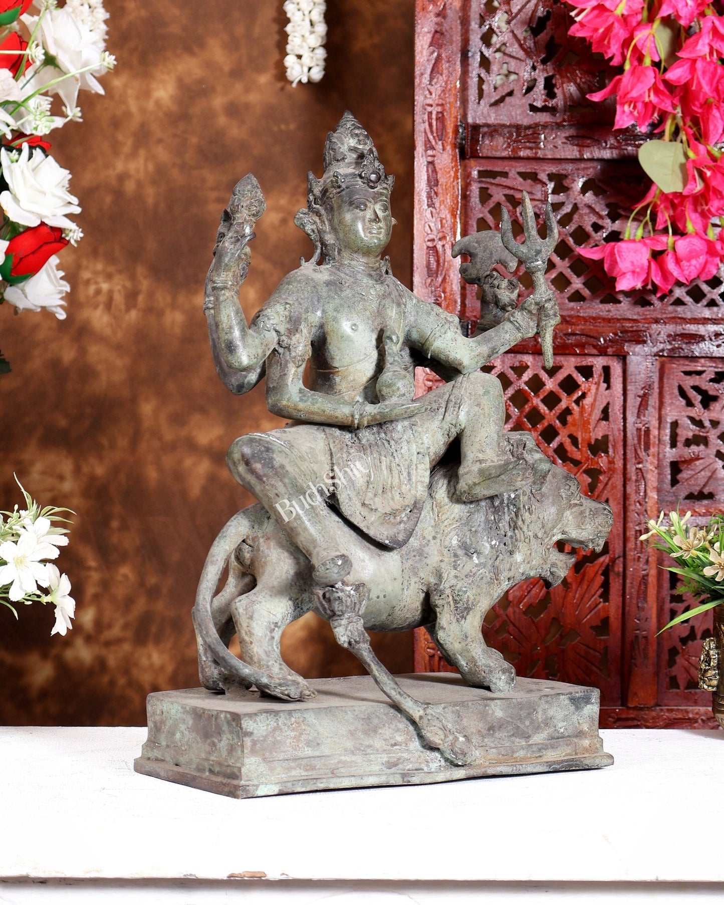 Vintage Shiva Seated on Lion Balinese Bronze Sculpture – Meditative Mahadev Artefact 15 inch - Budhshiv.com