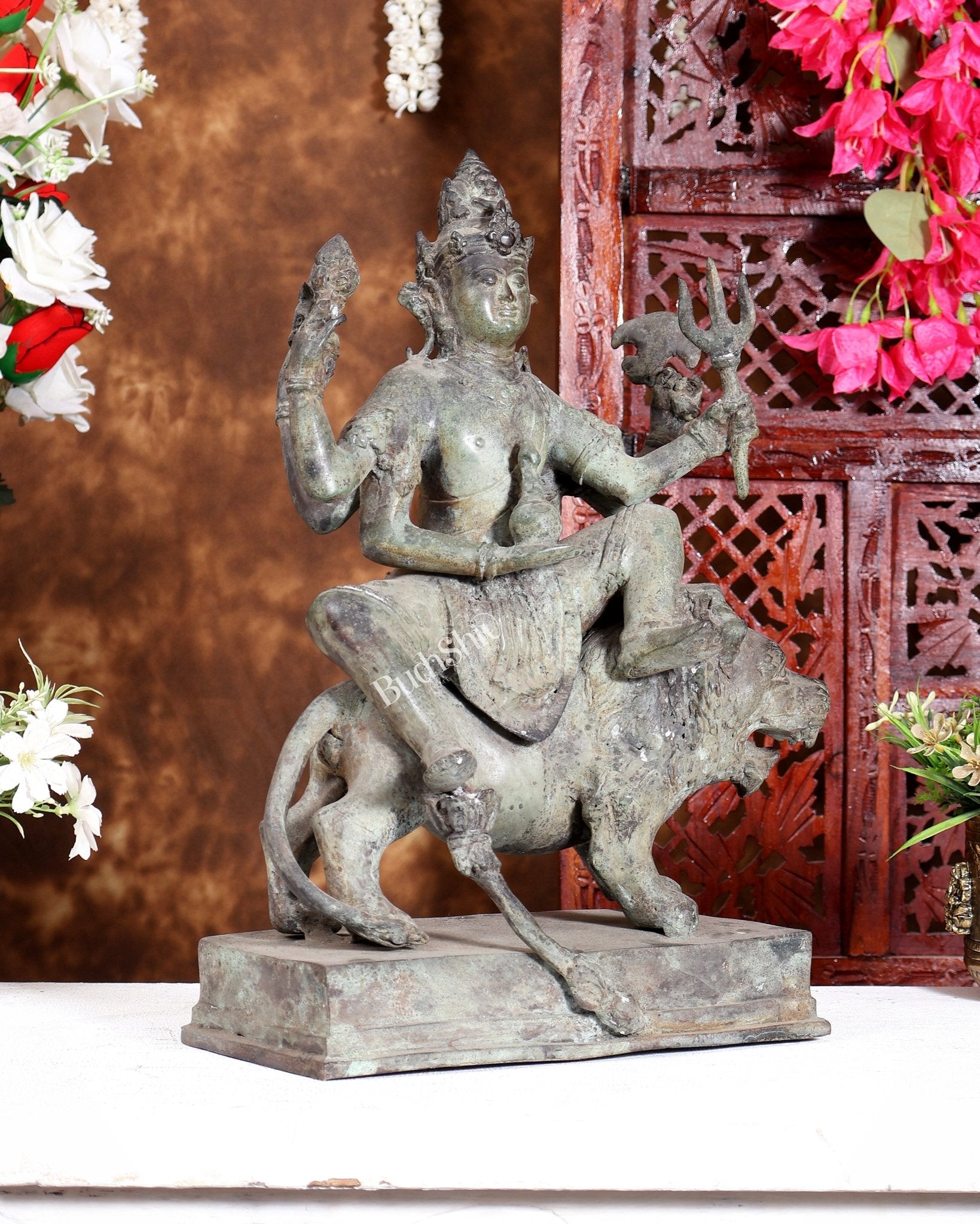 Vintage Shiva Seated on Lion Balinese Bronze Sculpture – Meditative Mahadev Artefact 15 inch - Budhshiv.com
