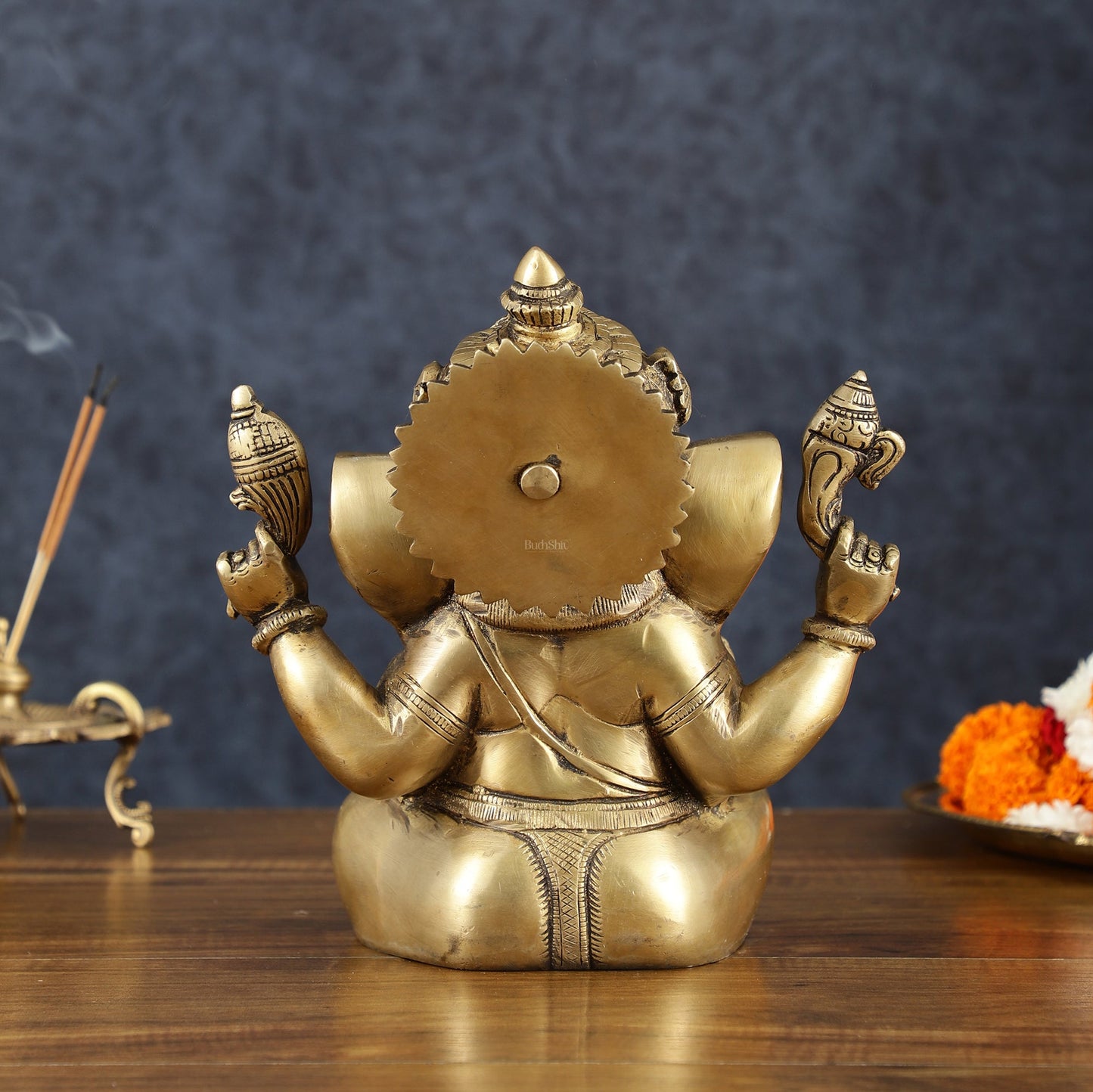 Vintage Taj Ganesha Statue - Handcrafted Brass 9" Height - Budhshiv.com