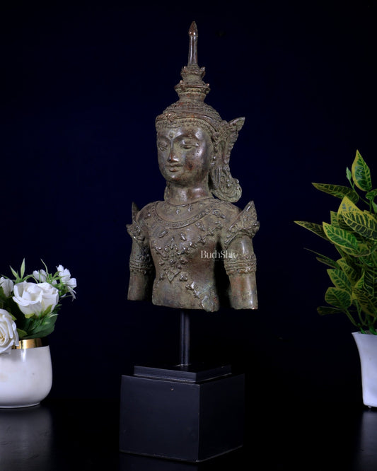 Vintage Thai Buddha With Crown – Museum Replica Showpiece - Budhshiv.com