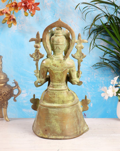 Vintage Tibetan Brass Maitreya Buddha Sculpture – The Future Buddha 14 inch - Budhshiv.com