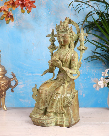 Vintage Tibetan Brass Maitreya Buddha Sculpture – The Future Buddha 14 inch - Budhshiv.com