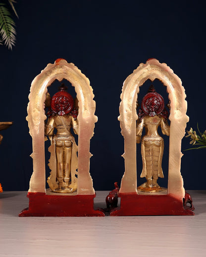 Vishnu Lakshmi Brass idols 9 inch three tone finish - Budhshiv.com