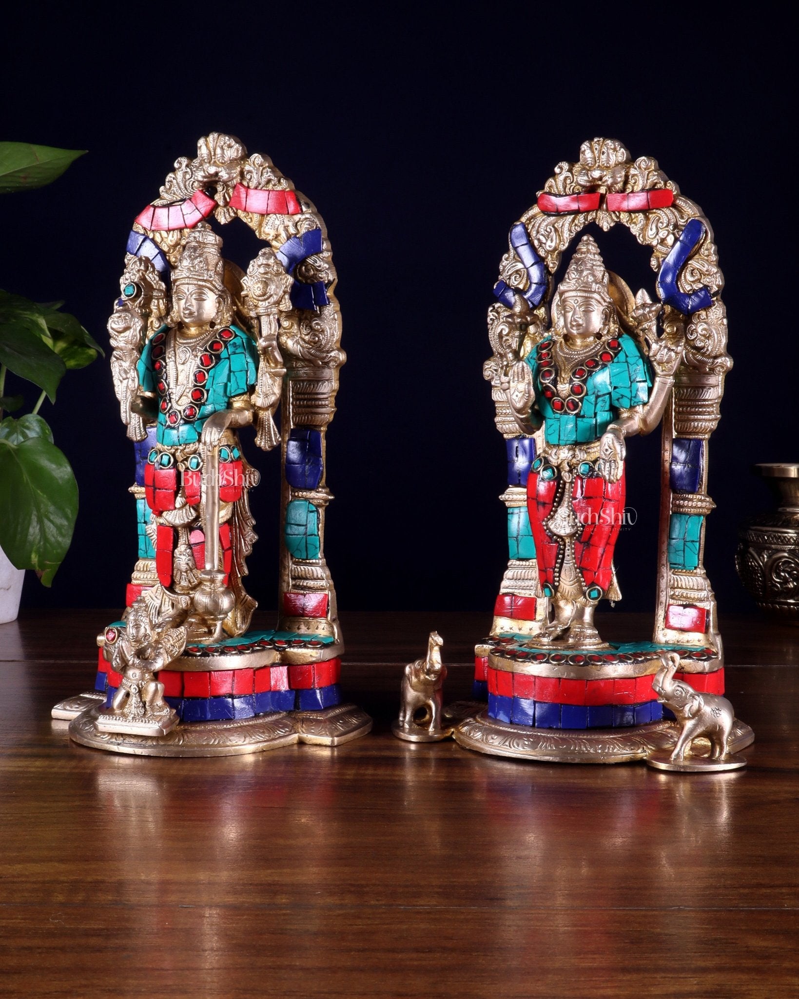 Vishnu Lakshmi Brass idols 9 inch - Budhshiv.com
