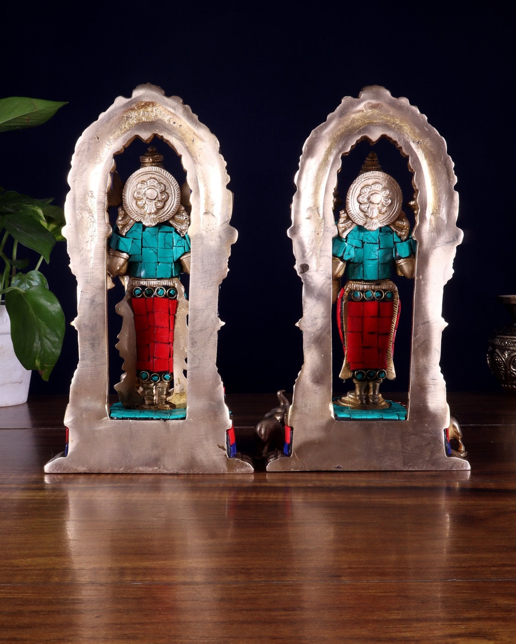 Vishnu Lakshmi Brass idols 9 inch - Budhshiv.com