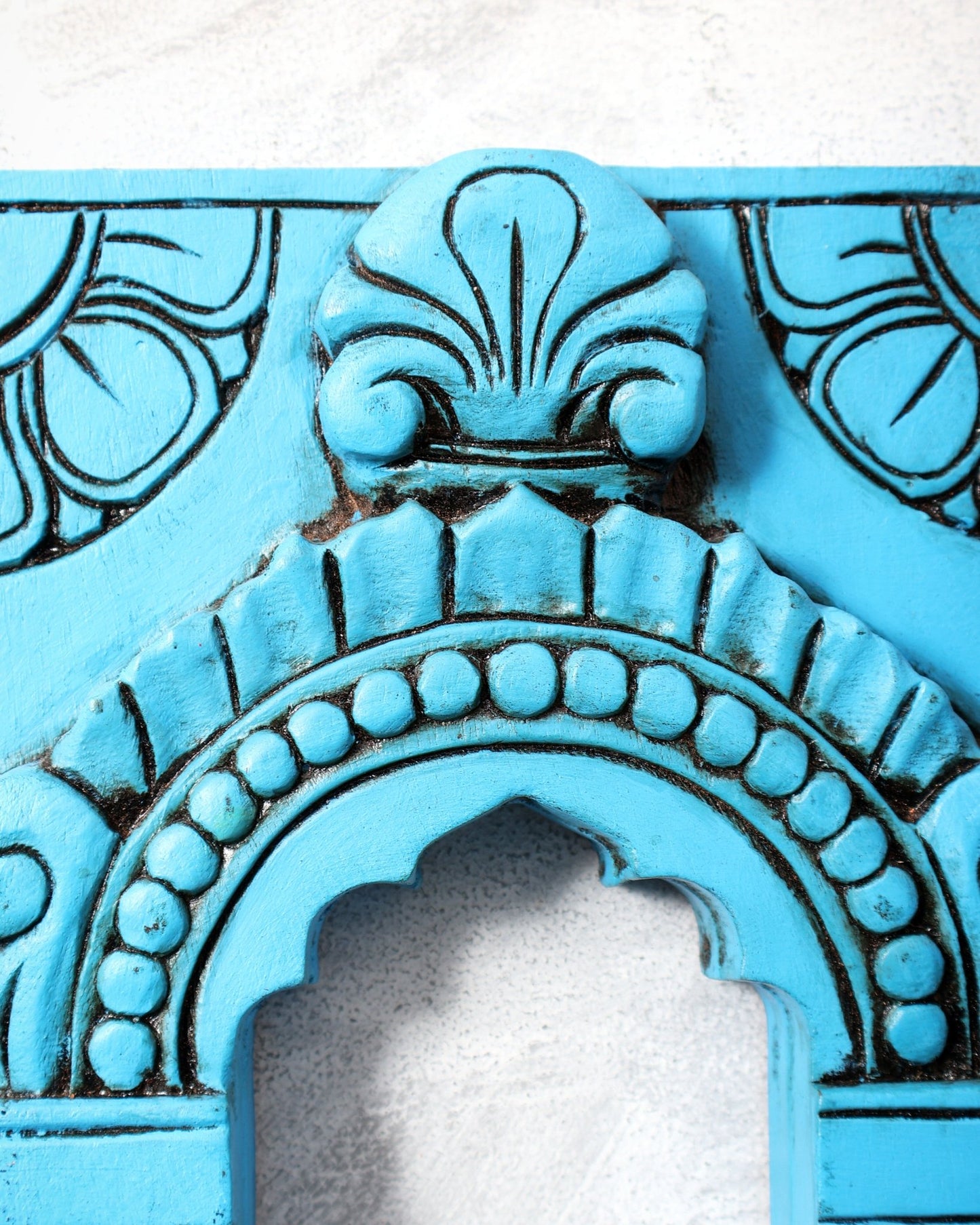 Wooden Wall Hanging Jharokha Arch – Handcrafted Decorative Shelf (Blue) - Budhshiv.com