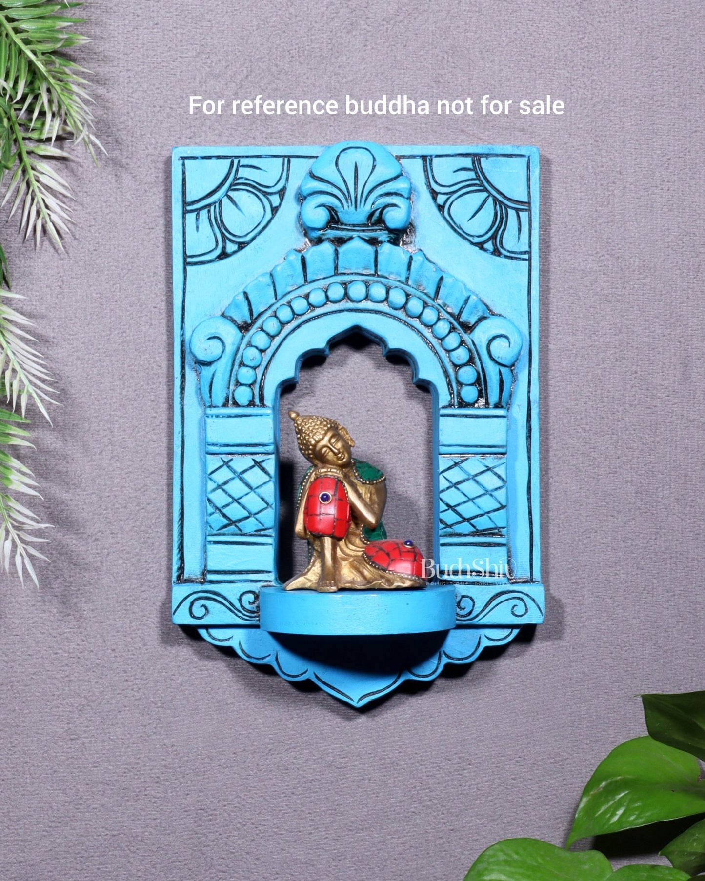 Wooden Wall Hanging Jharokha Arch – Handcrafted Decorative Shelf (Blue) - Budhshiv.com