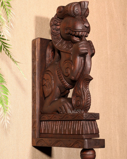 Yazhi (Yali) Wooden Wall Bracket – Handcrafted 16" - Budhshiv.com