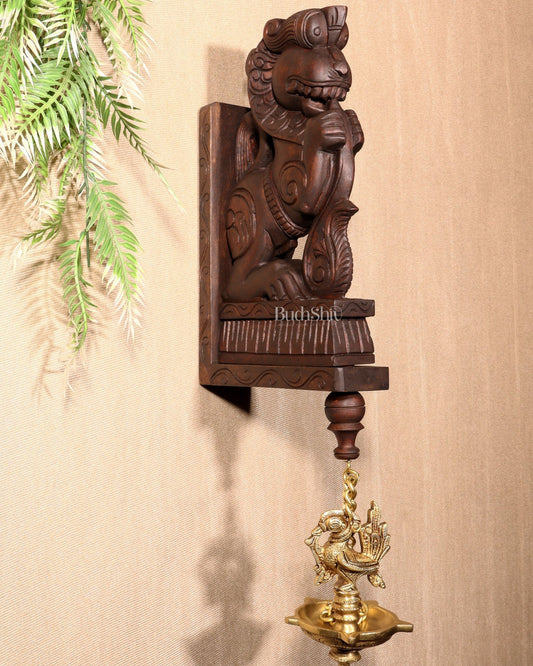 Yazhi (Yali) Wooden Wall Bracket – Handcrafted 16" - Budhshiv.com