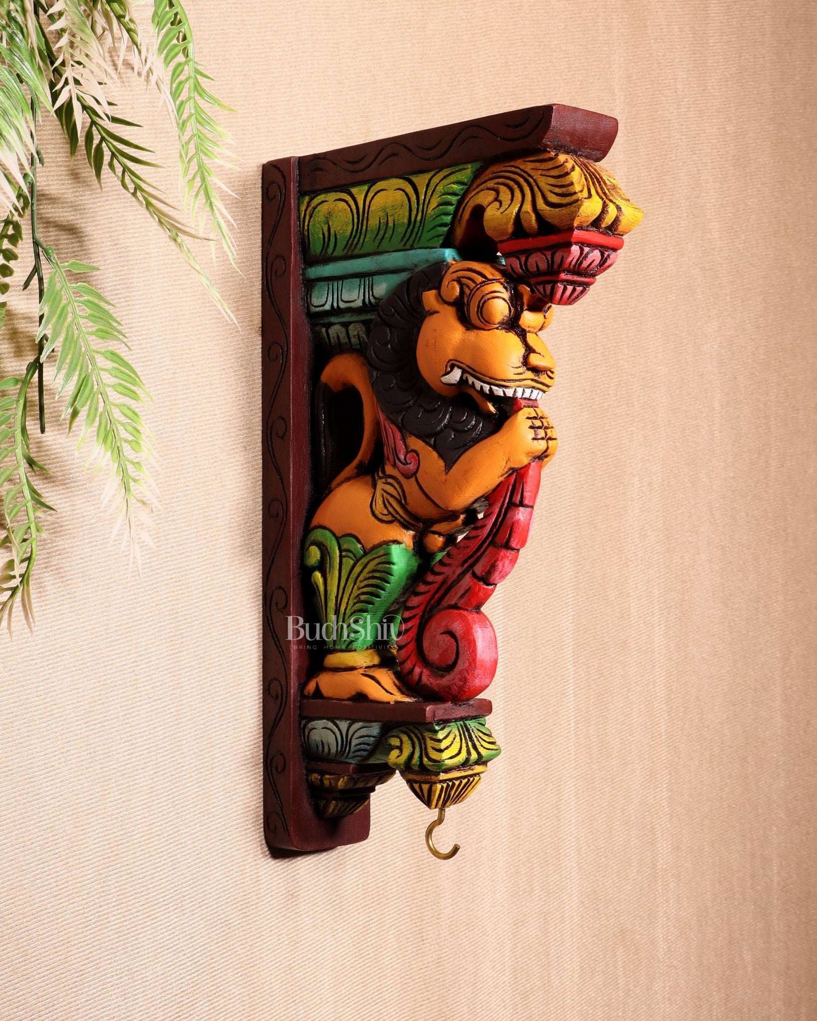 Yazhi (Yali) Wooden Wall Bracket – Handcrafted & Hand-Painted 13