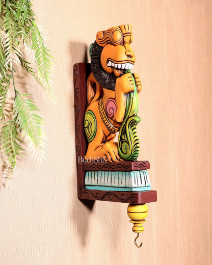 Yazhi (Yali) Wooden Wall Bracket – Handcrafted & Hand - Painted 16" - Budhshiv.com