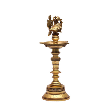 12-Inch Brass Peacock Standing Oil Lamps - Budhshiv.com