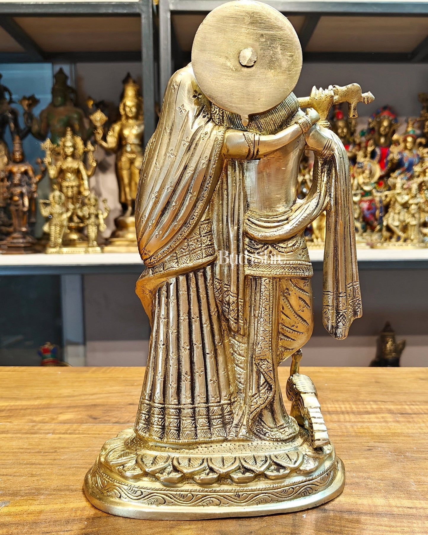 12-Inch Brass Radha Krishna Idol - Budhshiv.com