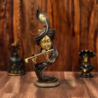 20-Inch Krishna Brass Idol Showpiece - Budhshiv.com