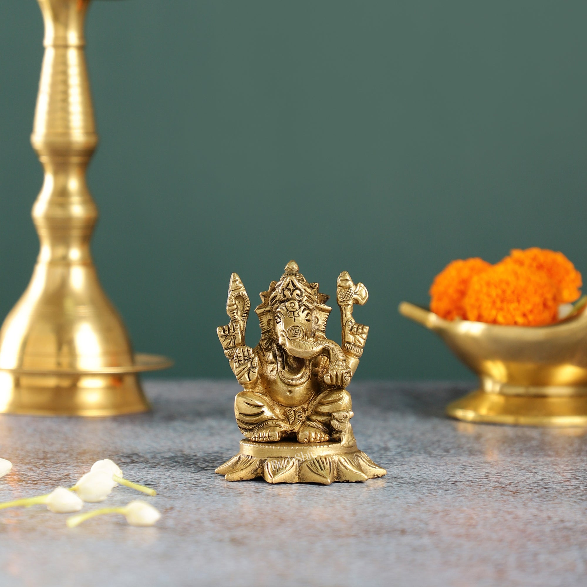 3-Inch Brass Small Lord Ganesha Idol – Budhshiv.com